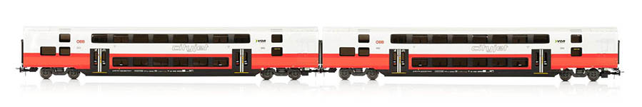 095-JC16250 - H0 - 2-tlg. Doppelstockwagen-Set Cityjet HE, ÖBB, Ep. VI - AC